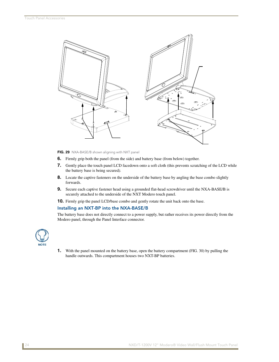 Installing an nxt-bp into the nxa-base/b, Fig. 29) | AMX Modero NXT-1200V User Manual | Page 36 / 178