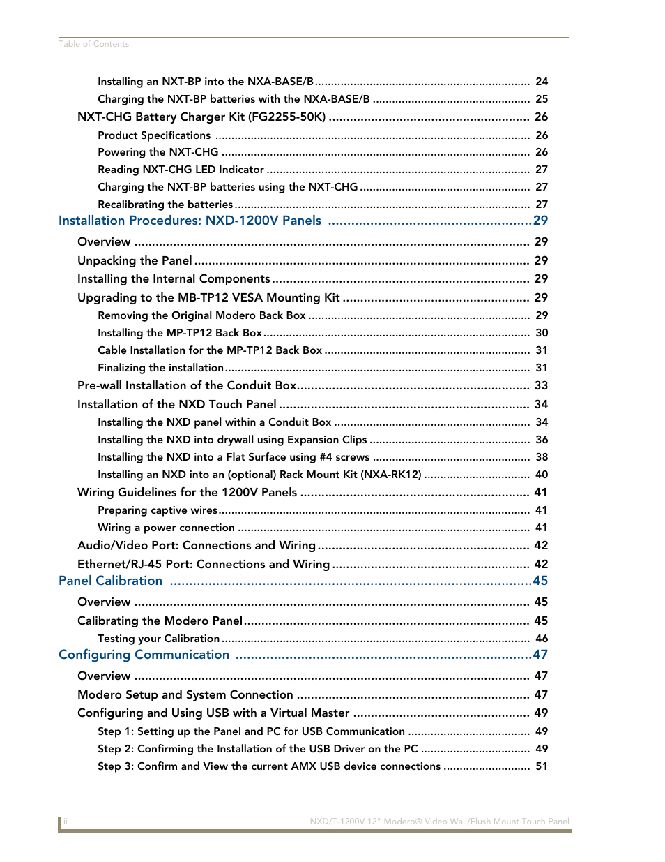 AMX Modero NXT-1200V User Manual | Page 6 / 178