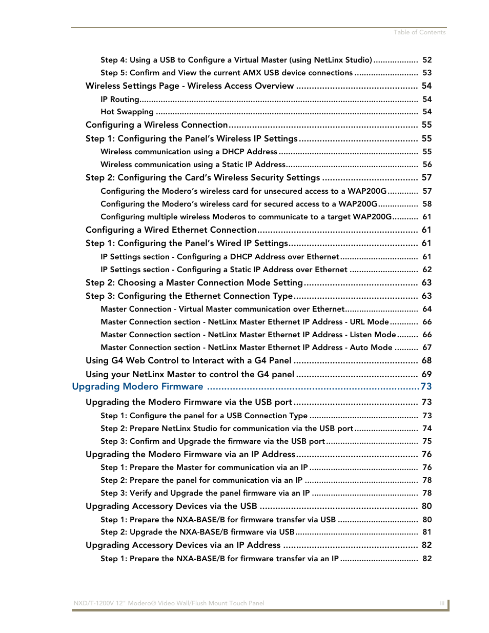 AMX Modero NXT-1200V User Manual | Page 7 / 178