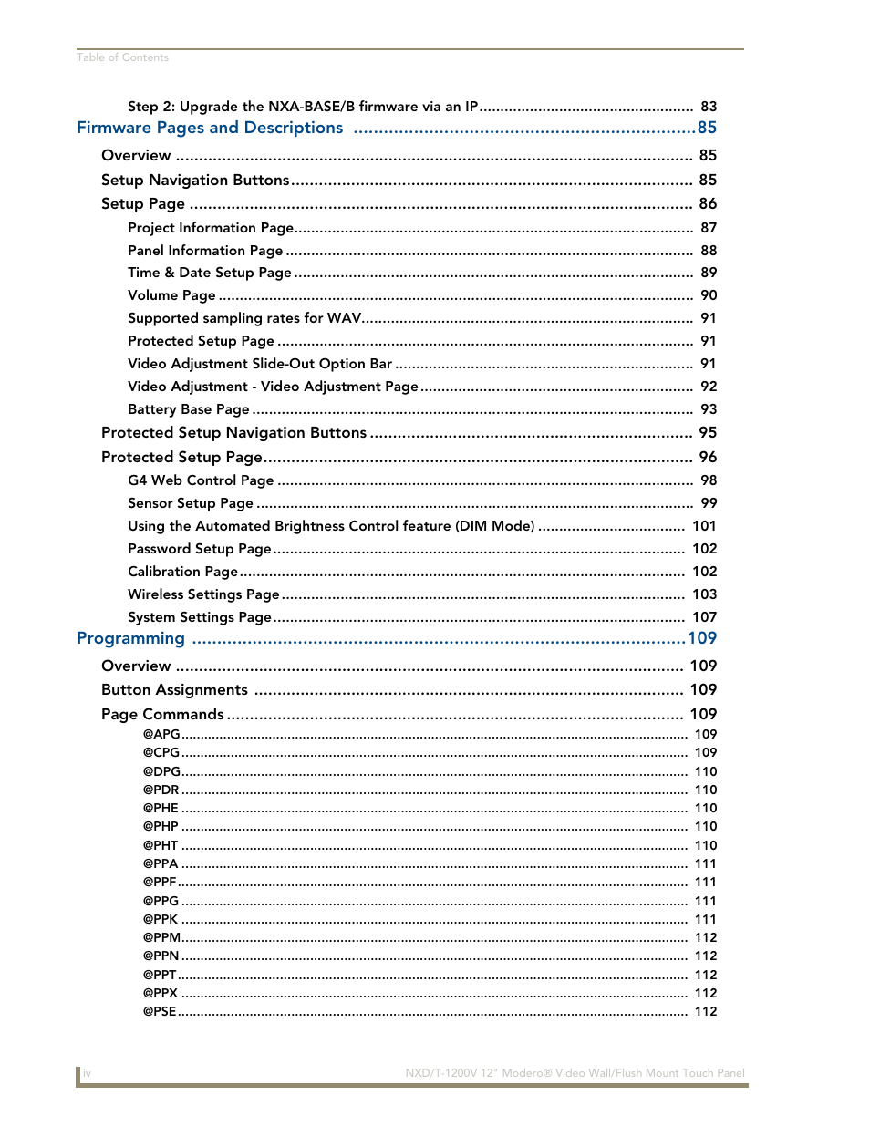 AMX Modero NXT-1200V User Manual | Page 8 / 178