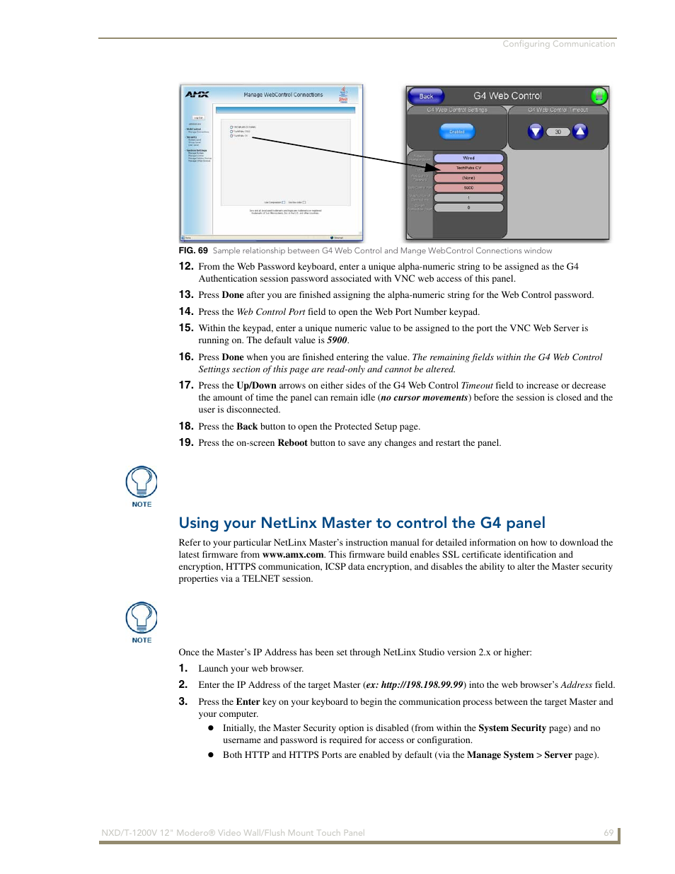 Using your netlinx master to control the g4 panel | AMX Modero NXT-1200V User Manual | Page 81 / 178