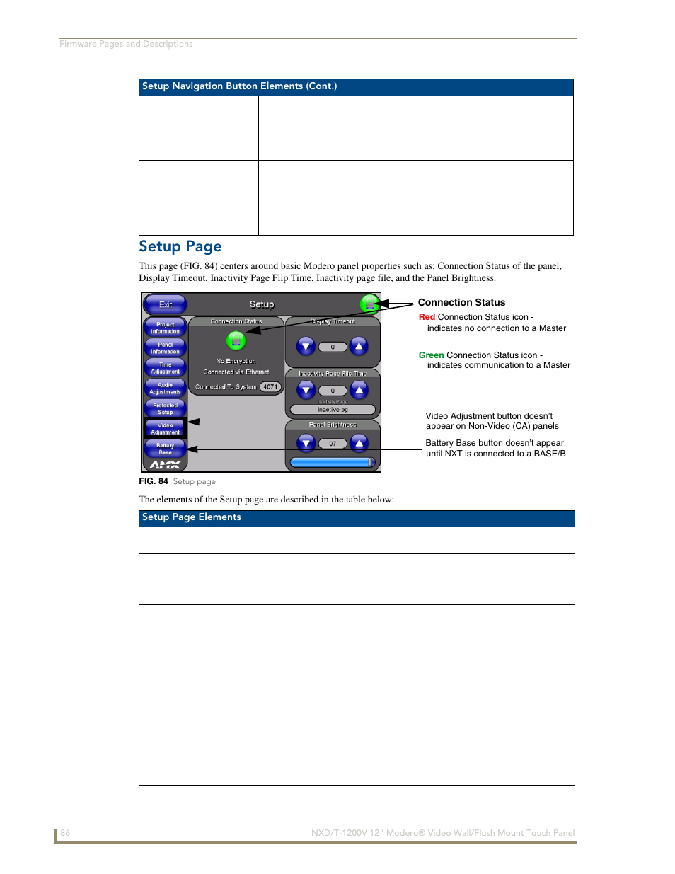 Setup page | AMX Modero NXT-1200V User Manual | Page 98 / 178