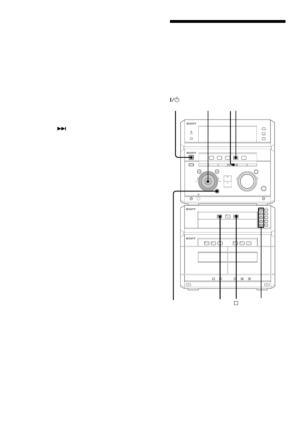 Programming the cd tracks, Programme play, Playing the cd tracks in random order (continued) | Press disc 1~5. tips, 1/u (power) | Sony MHC-NX3AV User Manual | Page 22 / 52