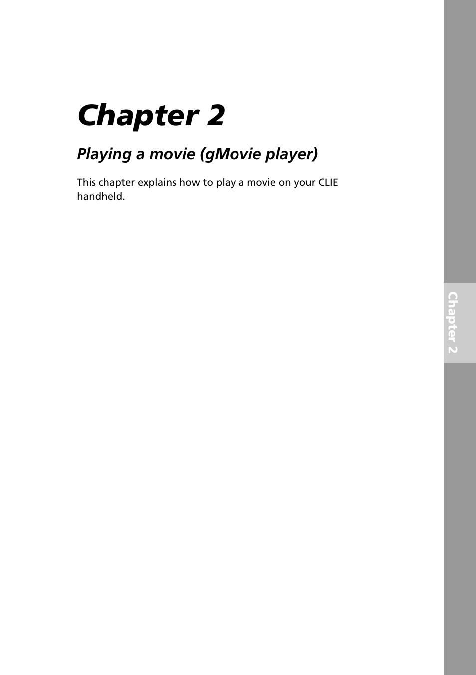 Chapter 2 playing a movie (gmovie player), Chapter 2 | Sony PEG-N610C User Manual | Page 27 / 50