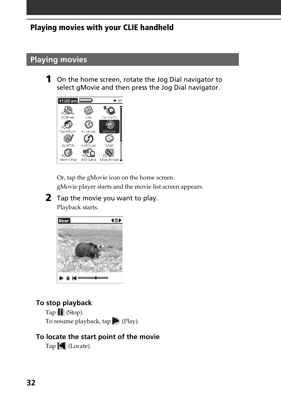 Playing movies | Sony PEG-N610C User Manual | Page 32 / 50