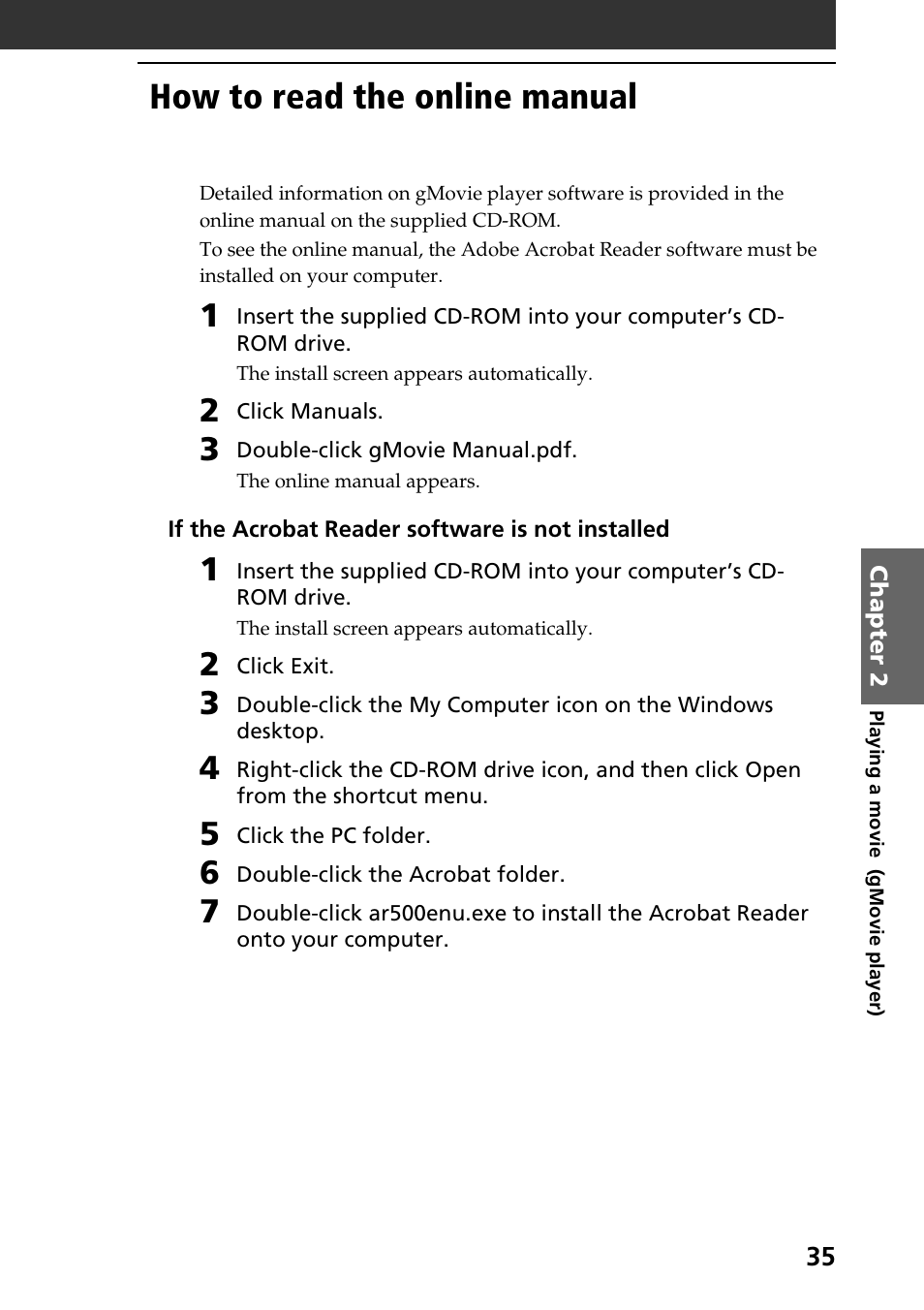 How to read the online manual | Sony PEG-N610C User Manual | Page 35 / 50