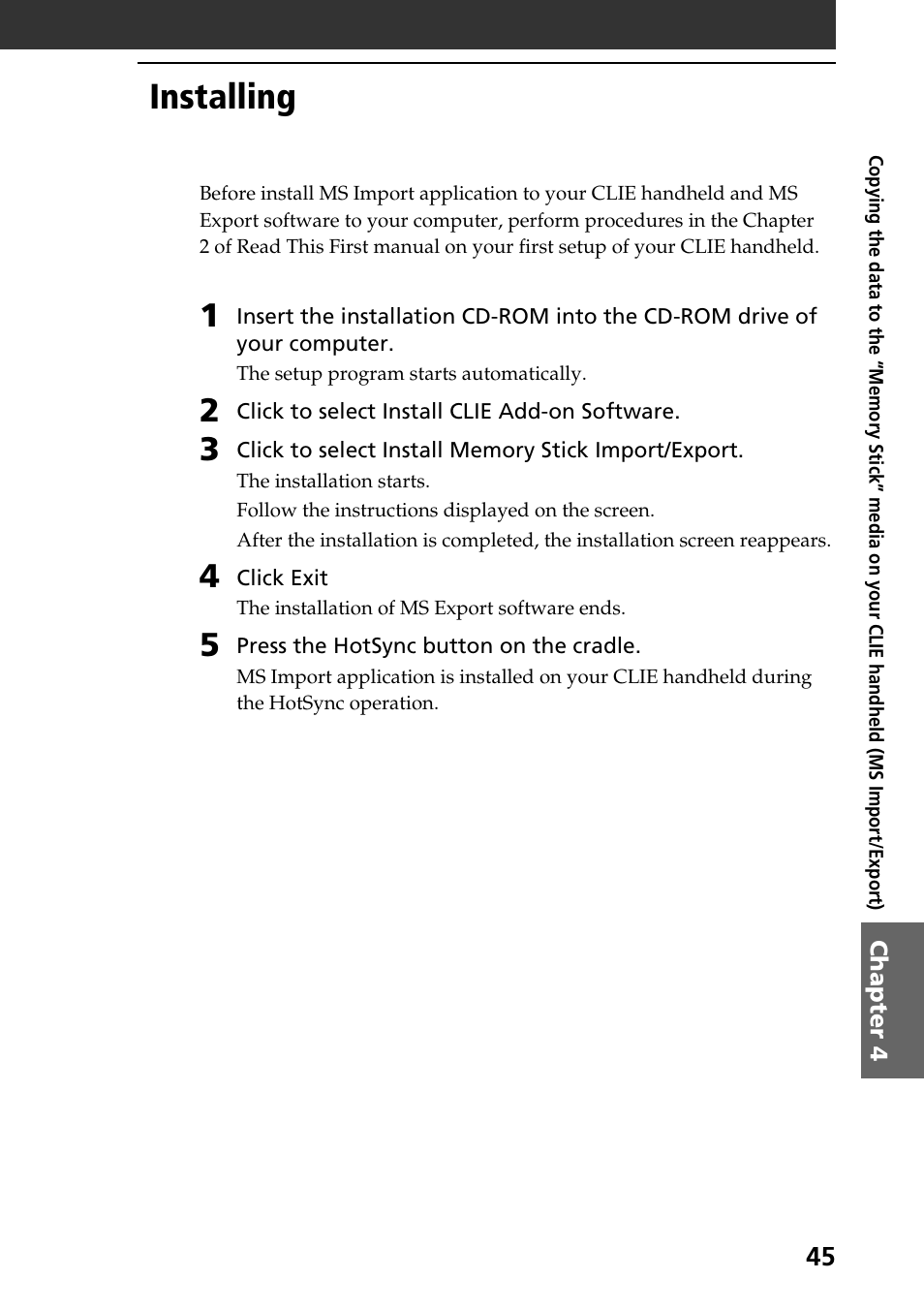 Installing | Sony PEG-N610C User Manual | Page 45 / 50