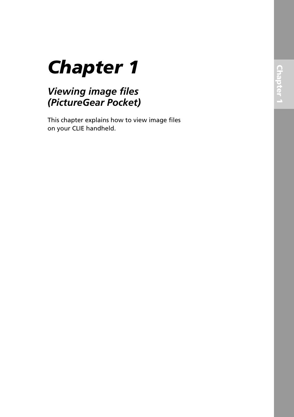 Chapter 1 viewing image files (picturegear pocket), Chapter 1 | Sony PEG-N610C User Manual | Page 5 / 50