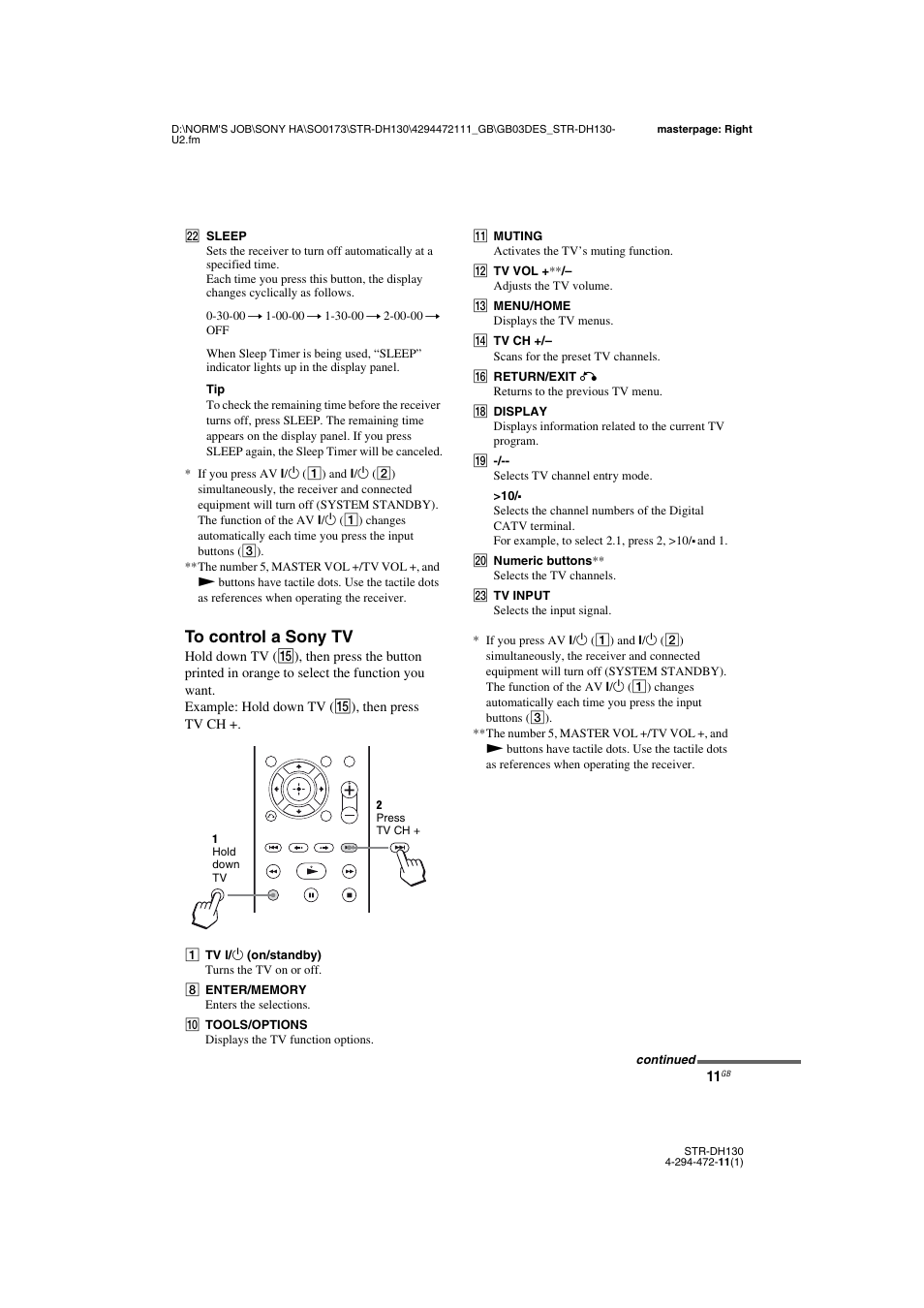 Sony STR-DH130 User Manual | Page 11 / 36