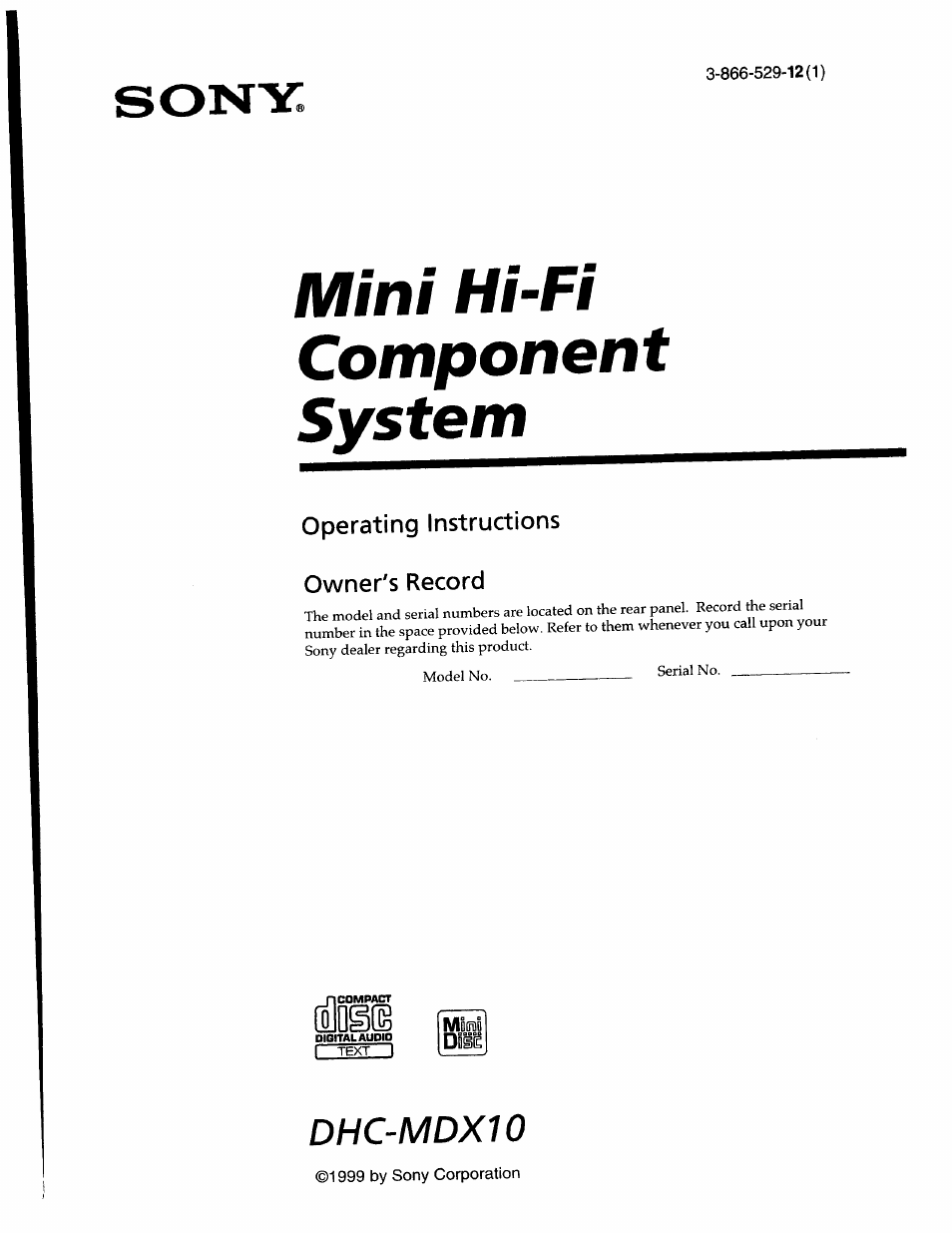 Sony DHC-MDX10 User Manual | 92 pages