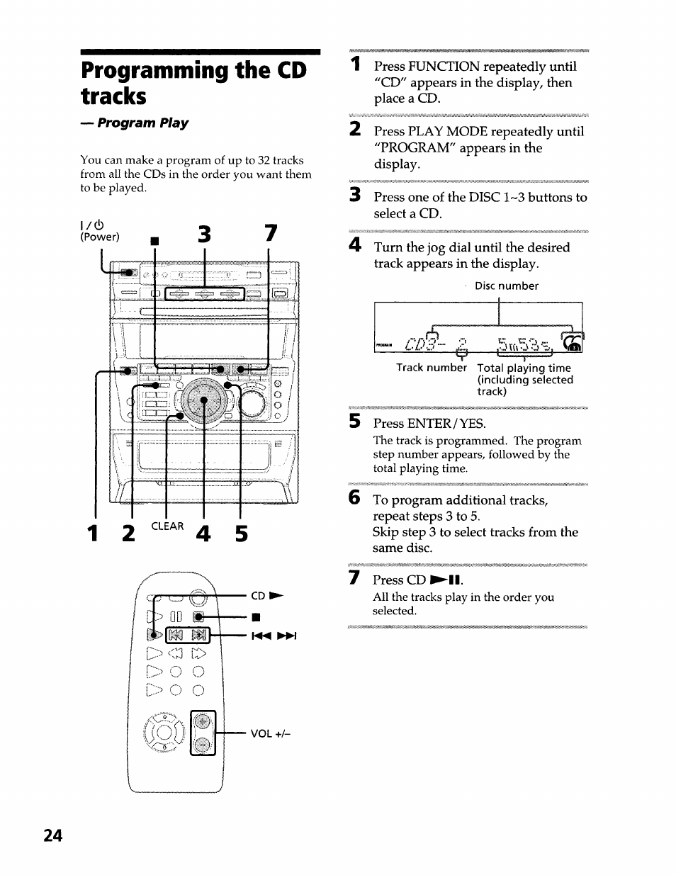 Programming the cd tracks | Sony DHC-MDX10 User Manual | Page 24 / 92