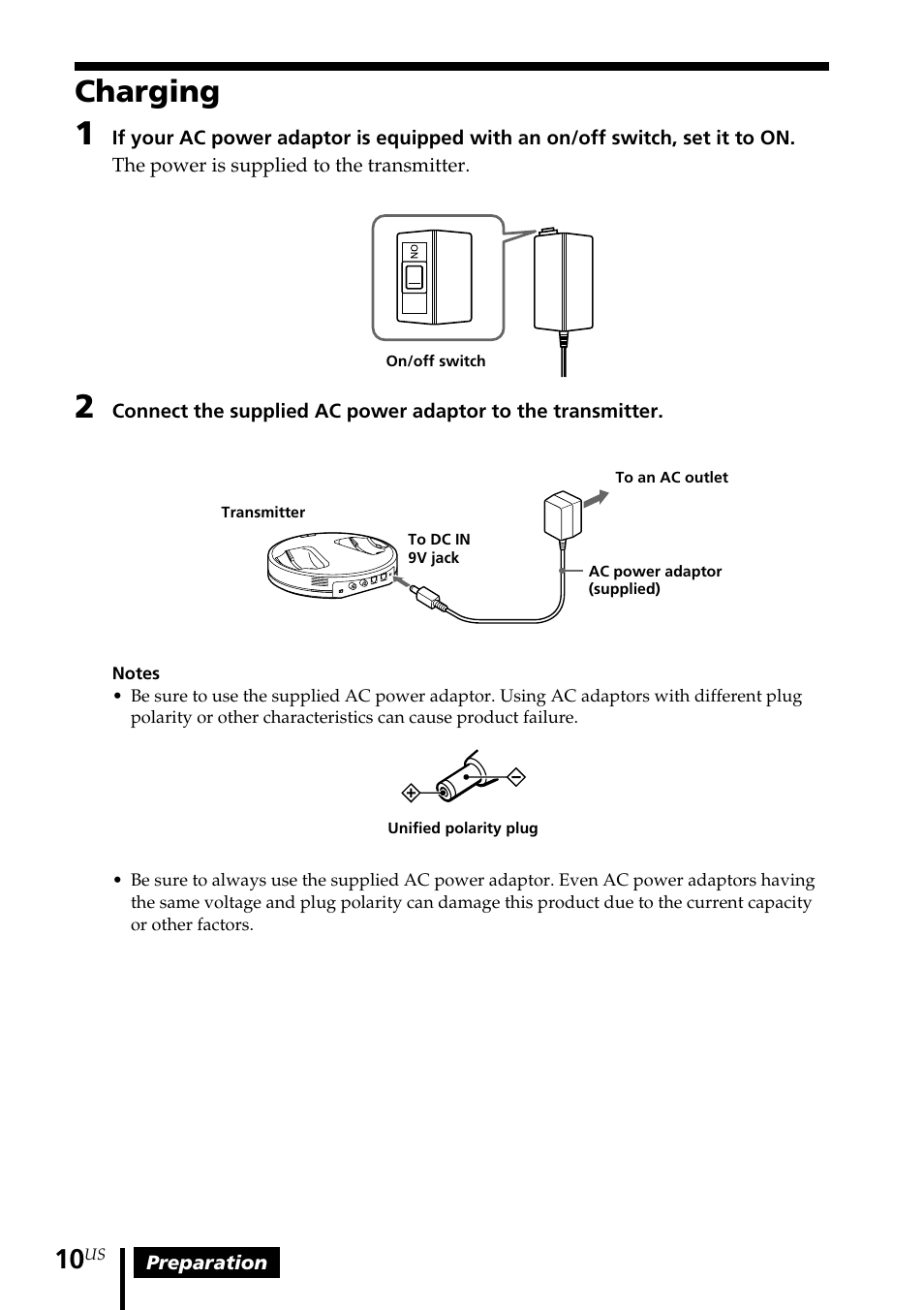 Charging | Sony MDR-RF5000K User Manual | Page 10 / 88