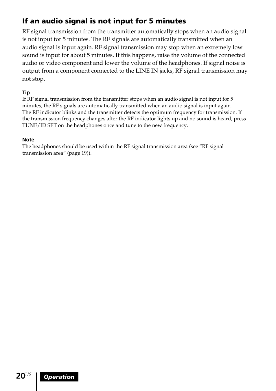 Sony MDR-RF5000K User Manual | Page 20 / 88