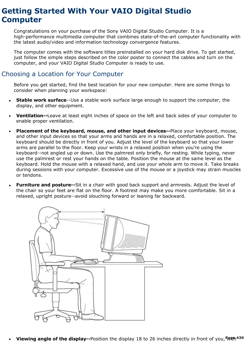 Registering windows® 98, Choosing a location for your computer | Sony PCV-E518DS User Manual | Page 430 / 776