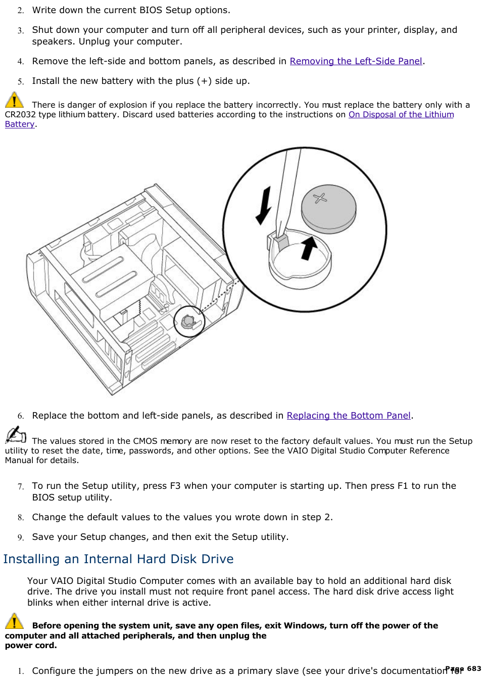 Installing an internal hard disk drive | Sony PCV-E518DS User Manual | Page 683 / 776