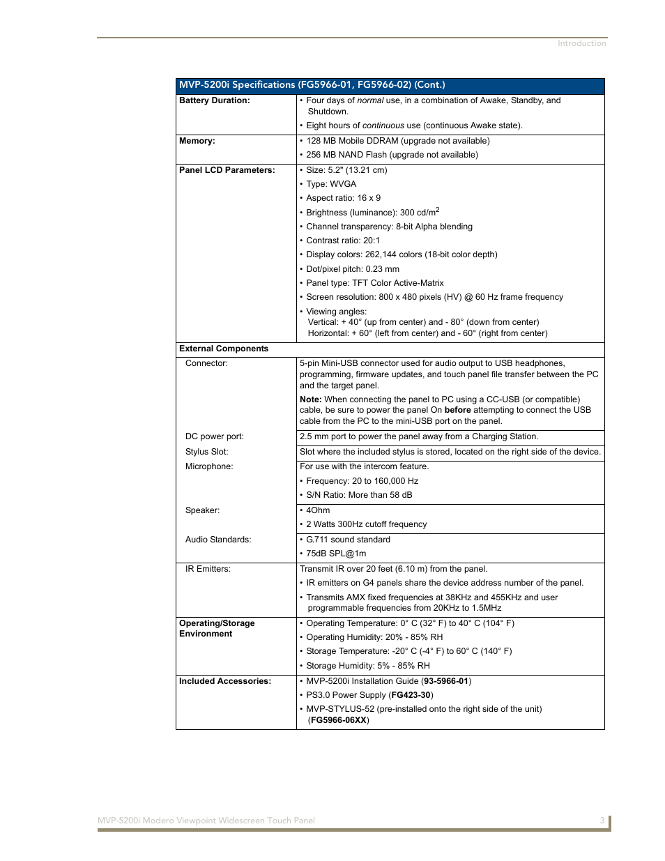 AMX Modero MVP-5200i User Manual | Page 11 / 186