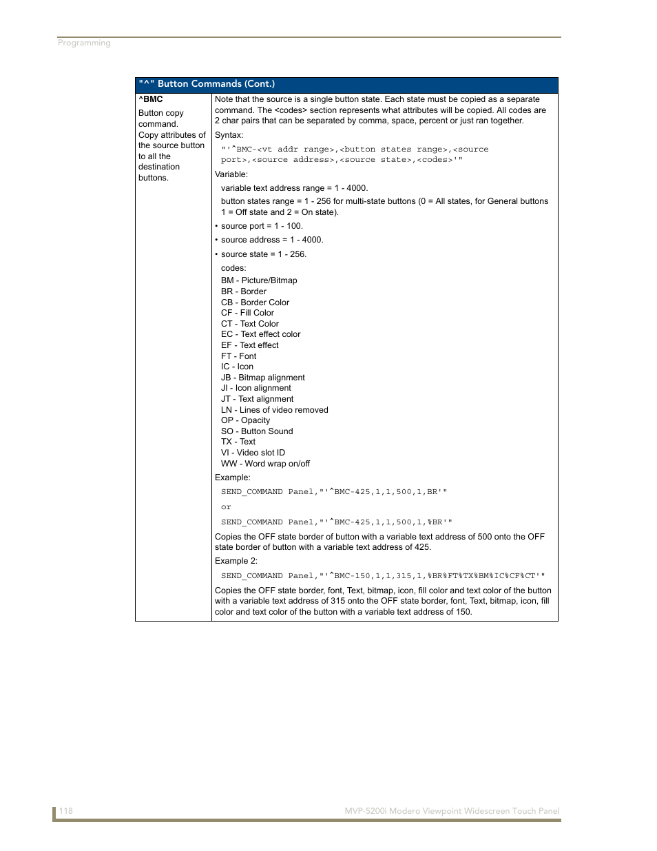 AMX Modero MVP-5200i User Manual | Page 126 / 186