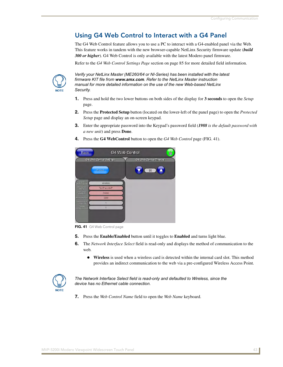 Using g4 web control to interact with a g4 panel | AMX Modero MVP-5200i User Manual | Page 51 / 186