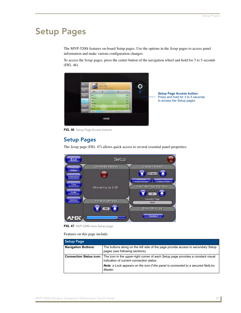 Setup pages | AMX Modero MVP-5200i User Manual | Page 57 / 186