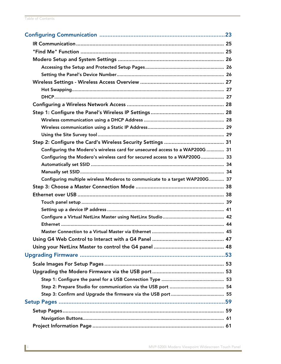 AMX Modero MVP-5200i User Manual | Page 6 / 186