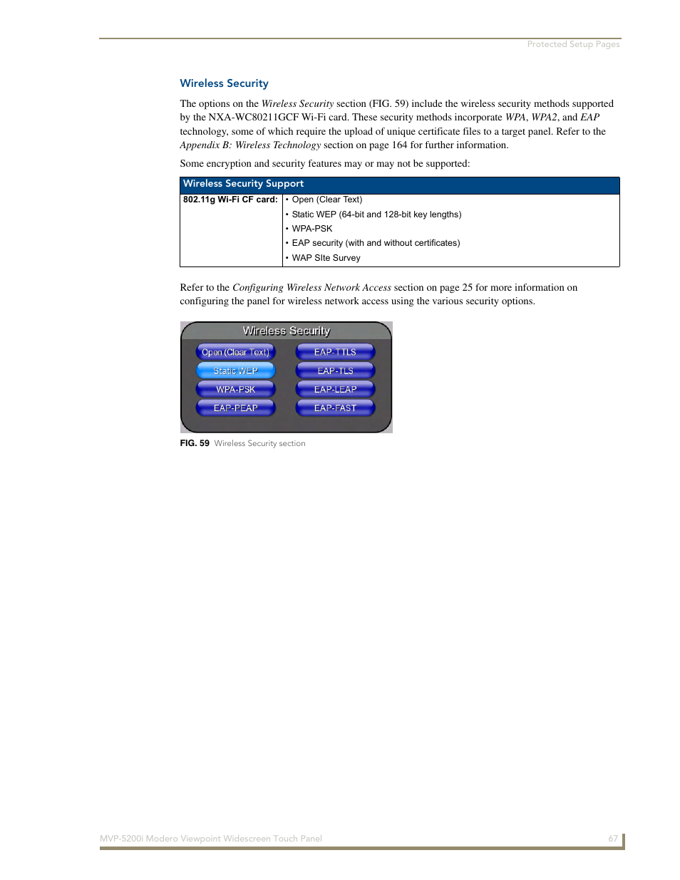 Wireless security | AMX Modero MVP-5200i User Manual | Page 75 / 186