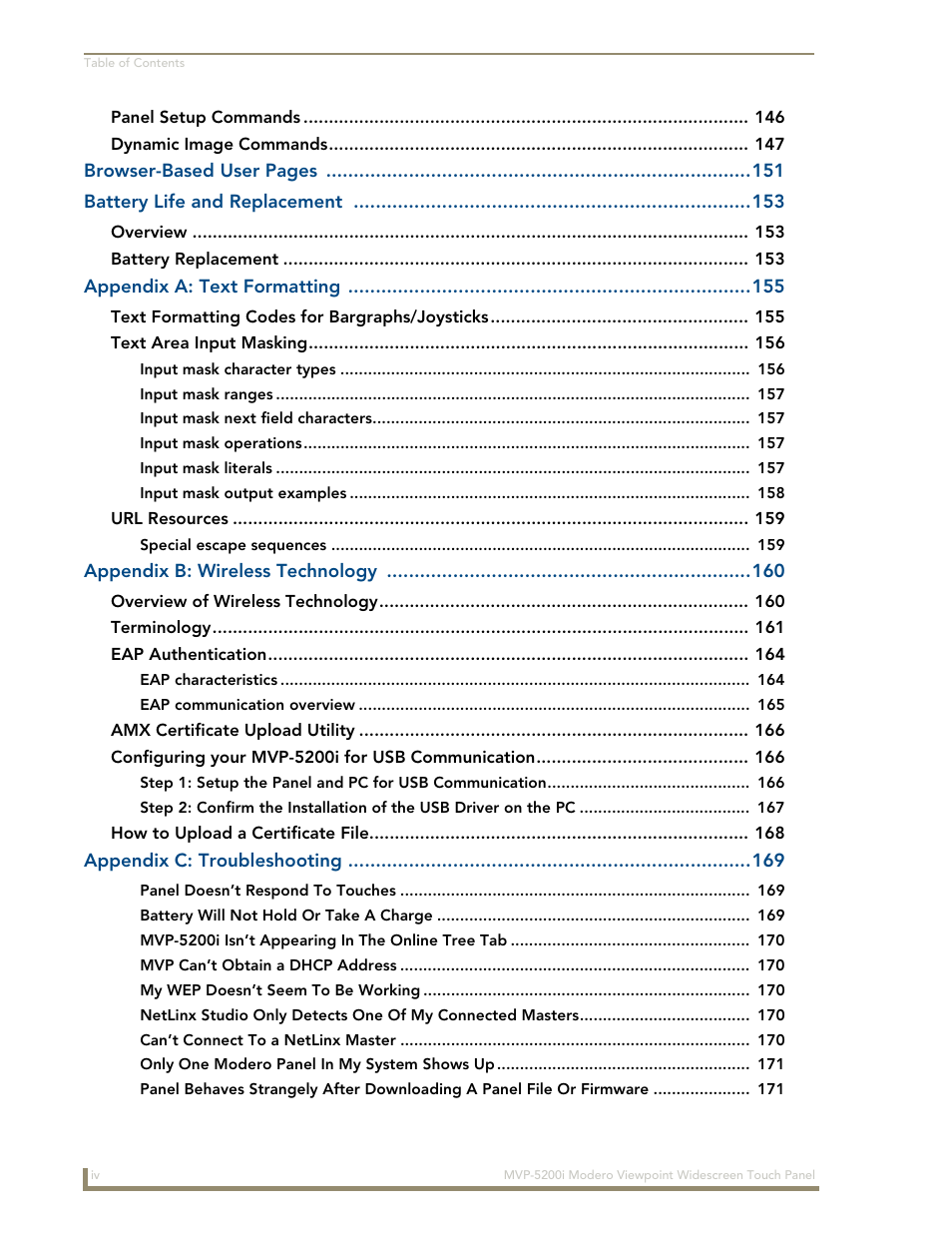 AMX Modero MVP-5200i User Manual | Page 8 / 186