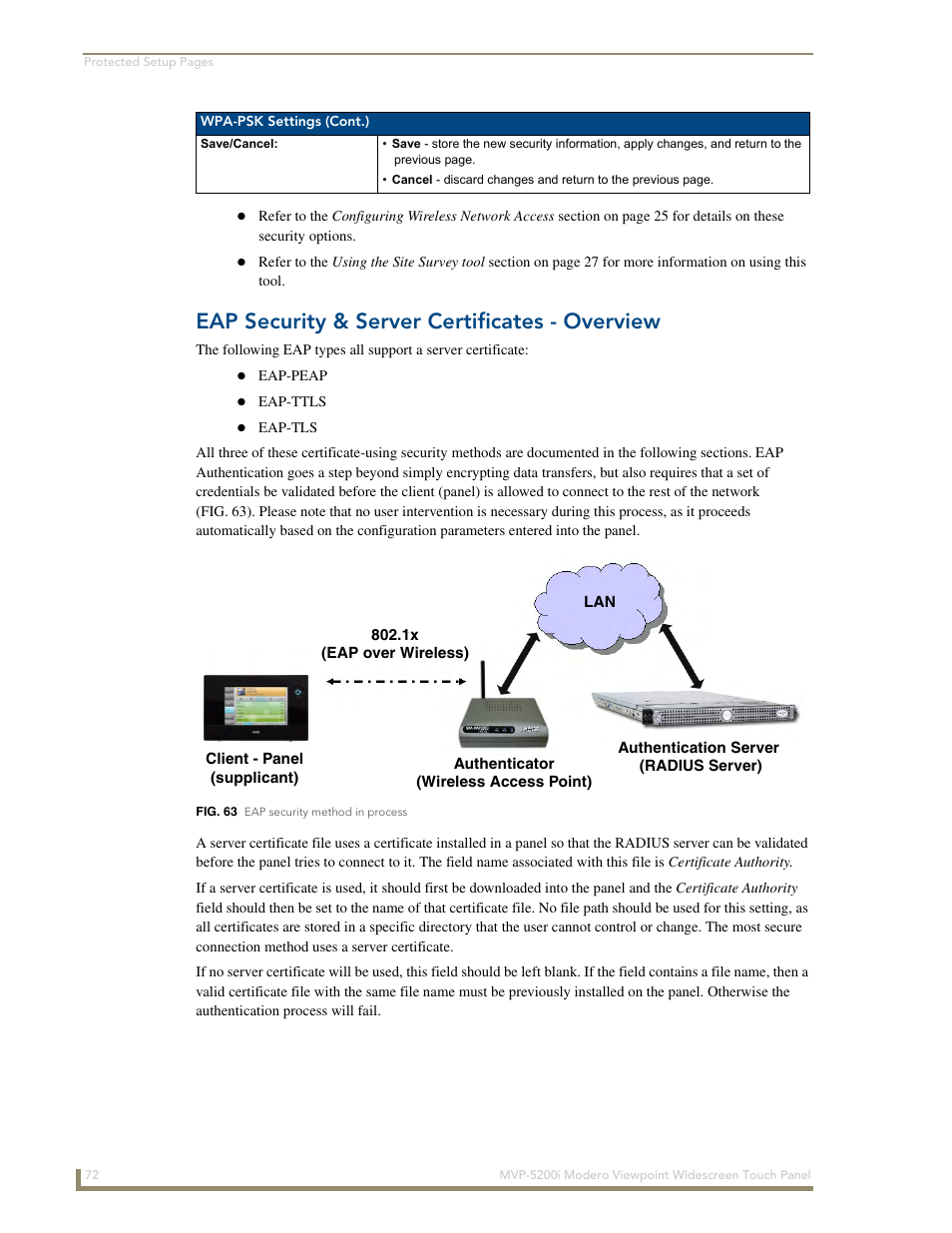 Eap security & server certificates - overview | AMX Modero MVP-5200i User Manual | Page 80 / 186