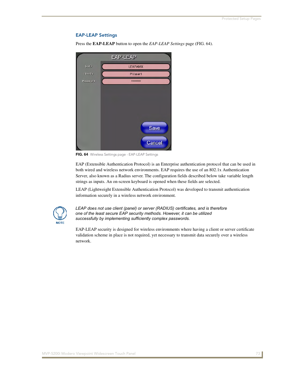 Eap-leap settings | AMX Modero MVP-5200i User Manual | Page 81 / 186