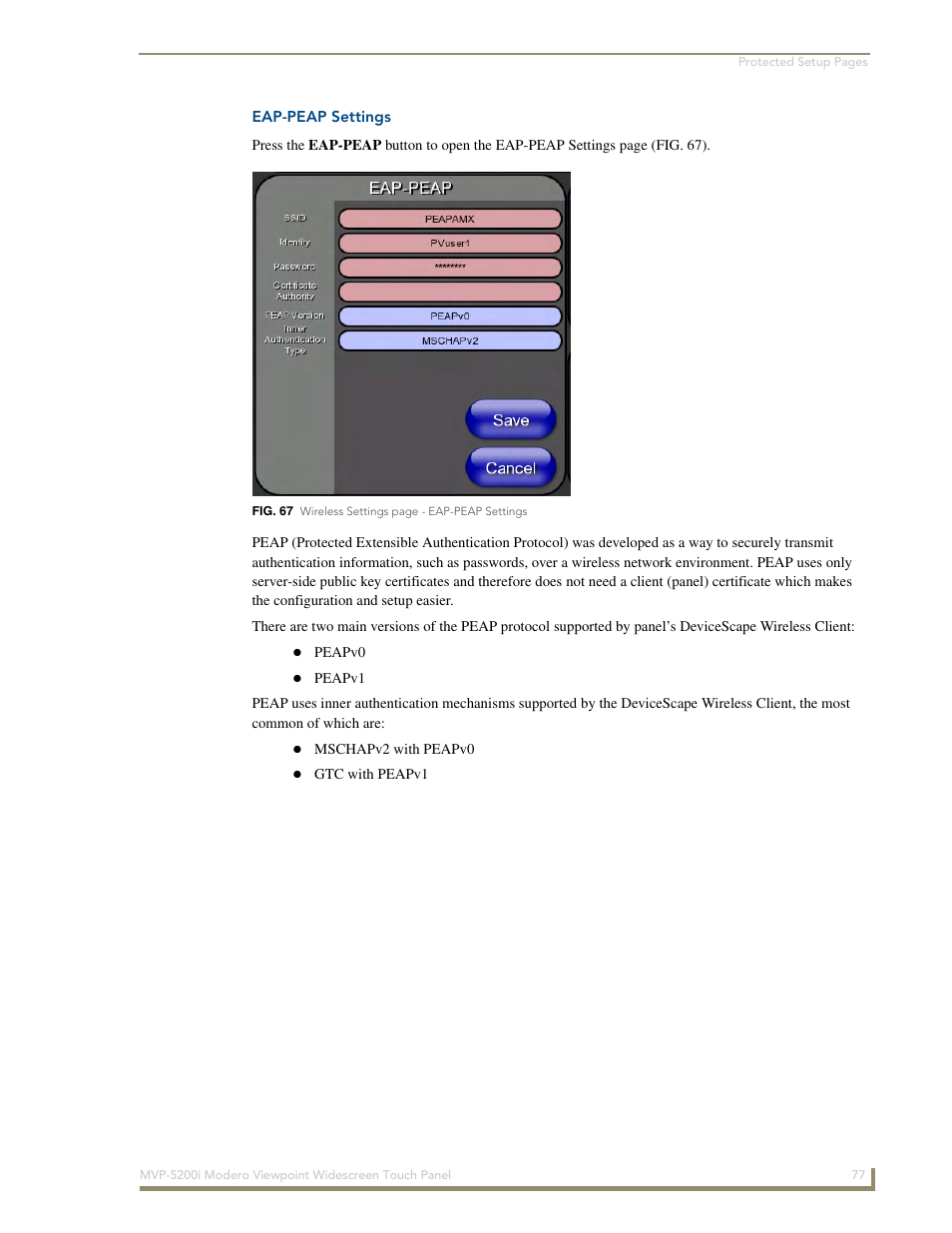 Eap-peap settings | AMX Modero MVP-5200i User Manual | Page 85 / 186