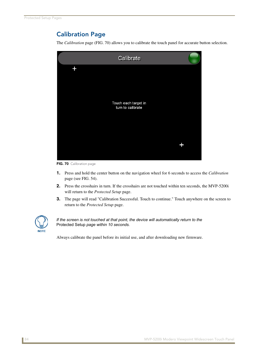 Calibration page | AMX Modero MVP-5200i User Manual | Page 92 / 186