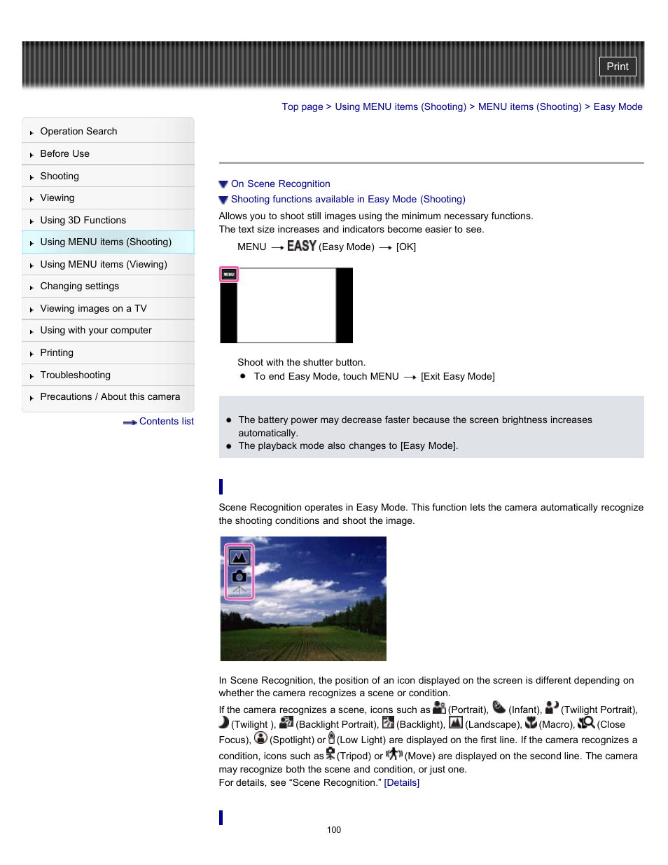 Easy mode | Sony DSC-TX10 User Manual | Page 100 / 296