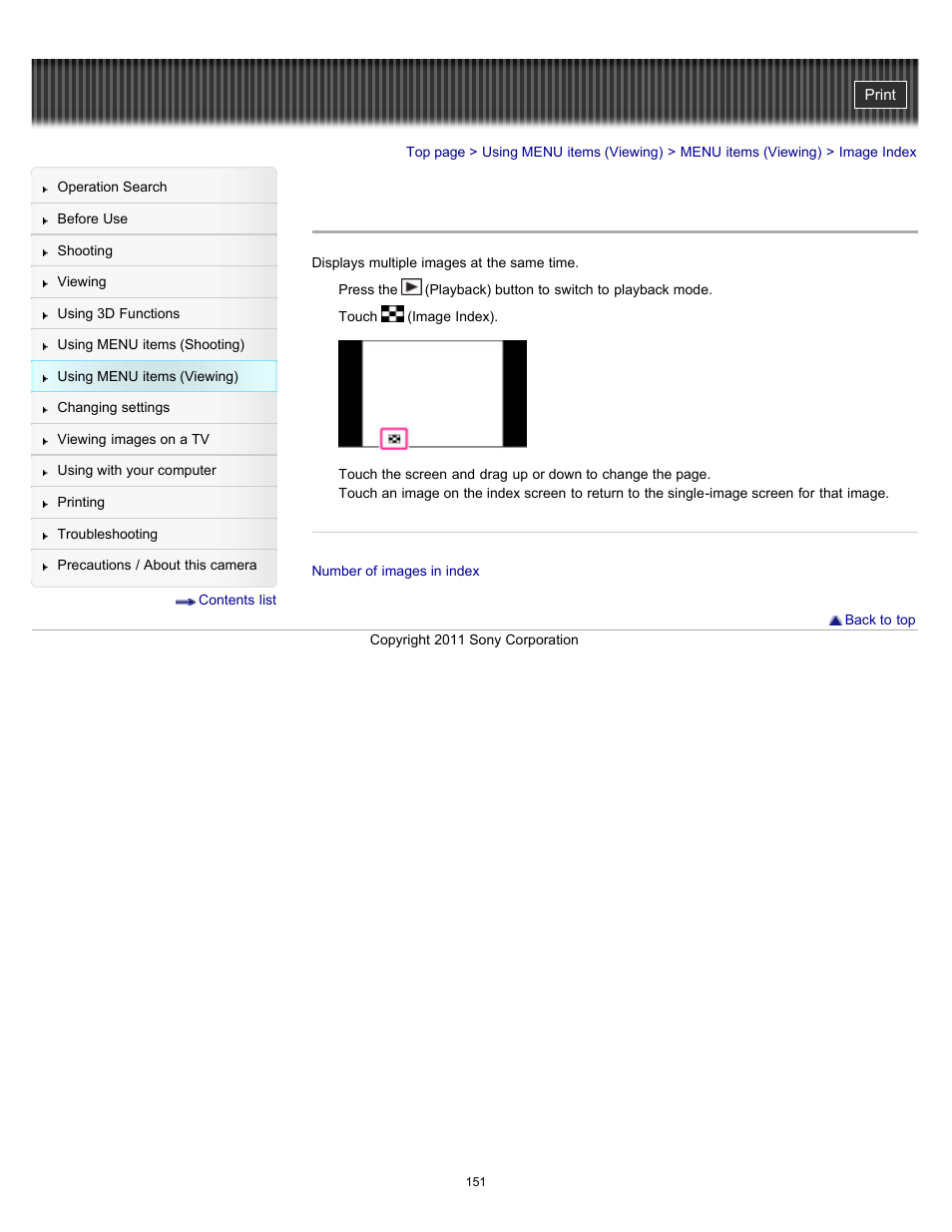 Image index | Sony DSC-TX10 User Manual | Page 151 / 296