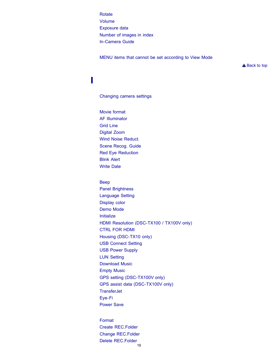 Sony DSC-TX10 User Manual | Page 19 / 296