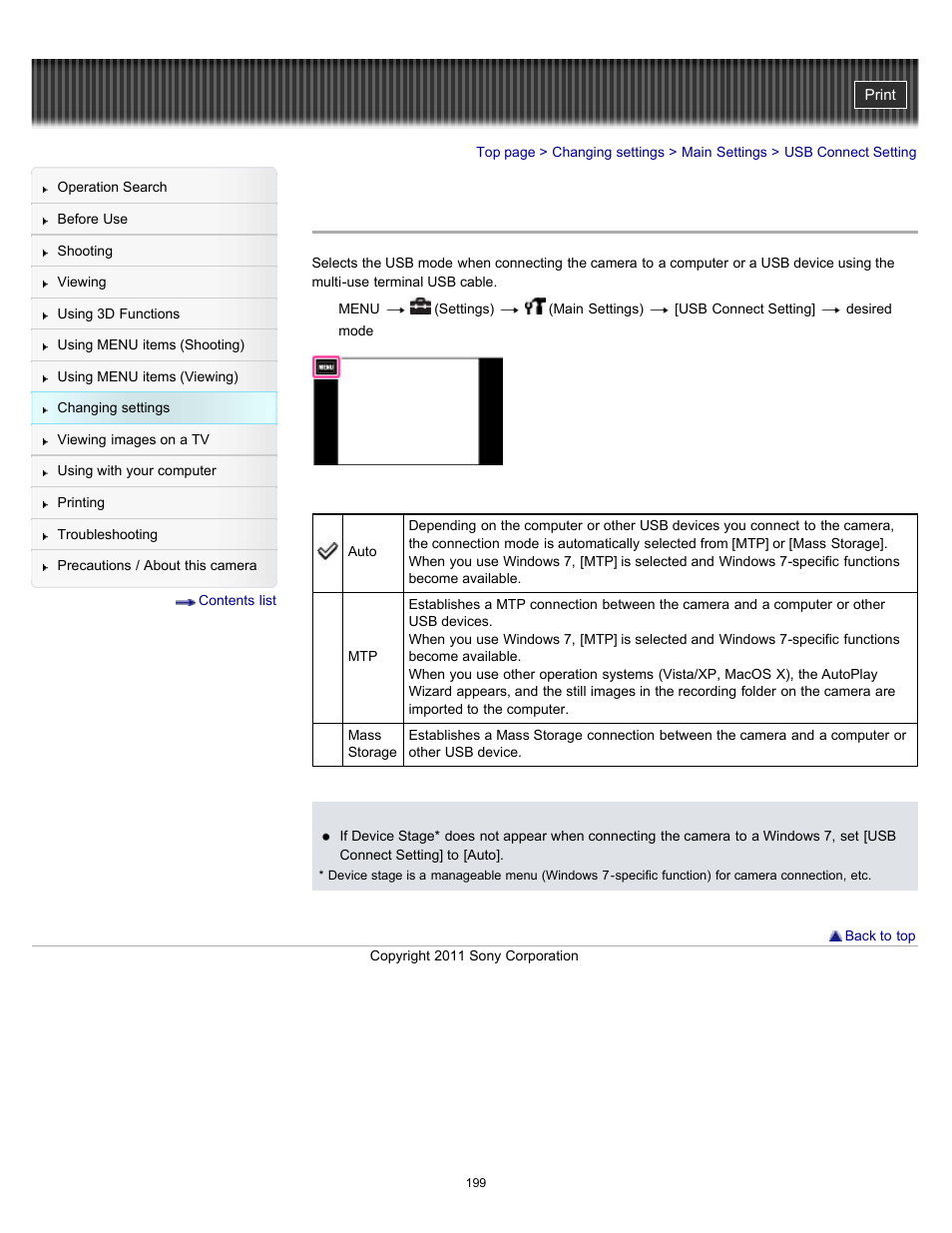 Usb connect setting | Sony DSC-TX10 User Manual | Page 199 / 296