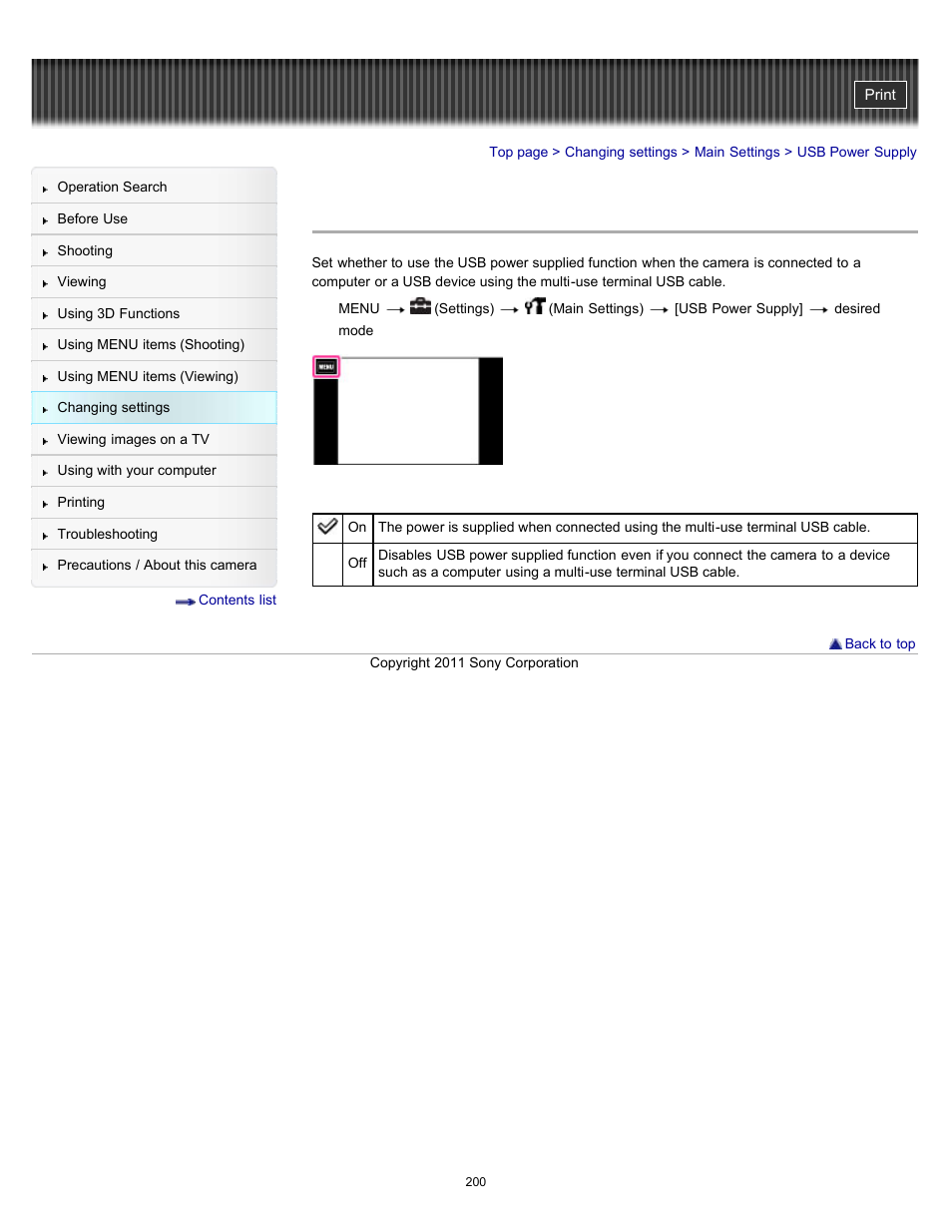 Usb power supply | Sony DSC-TX10 User Manual | Page 200 / 296