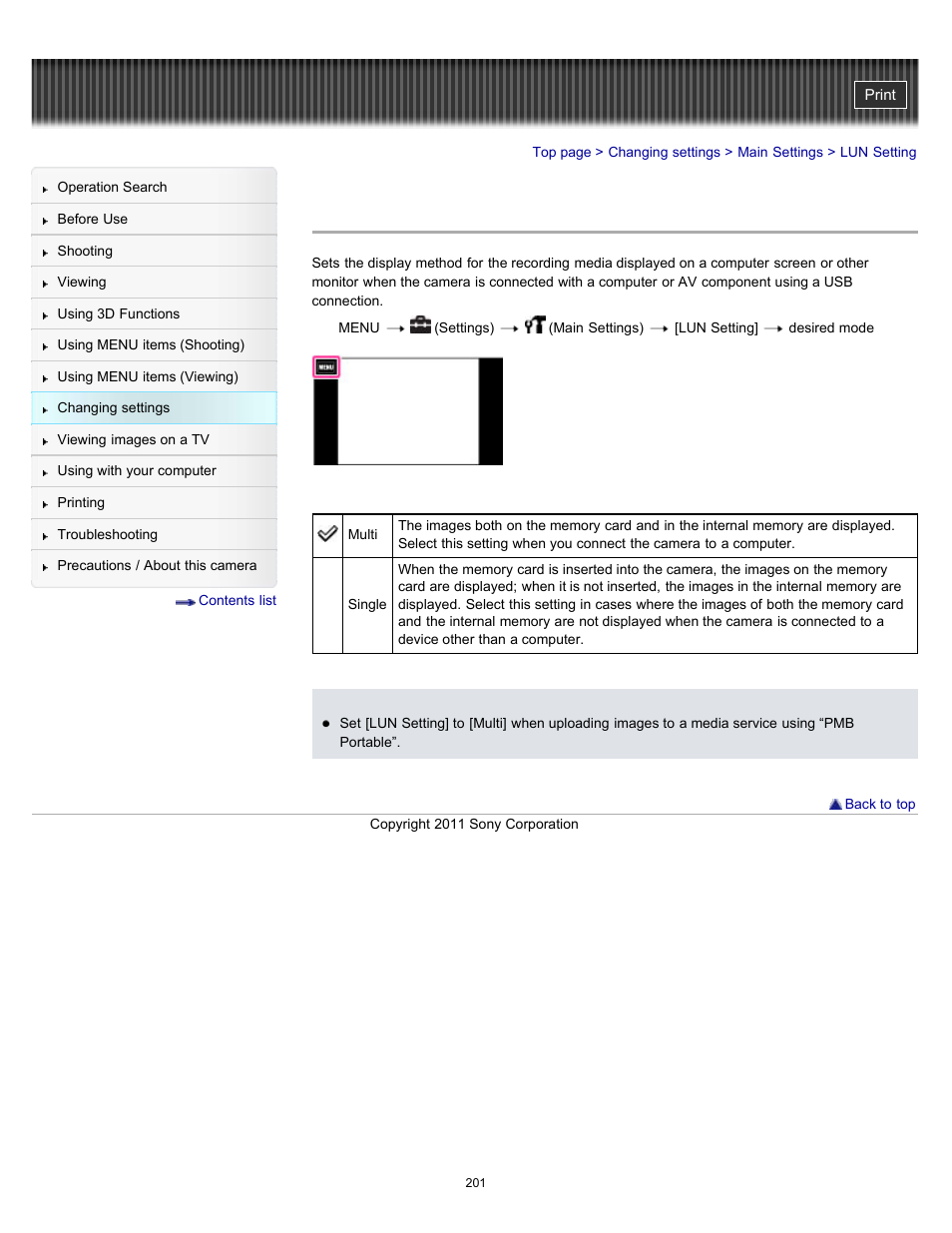 Lun setting | Sony DSC-TX10 User Manual | Page 201 / 296