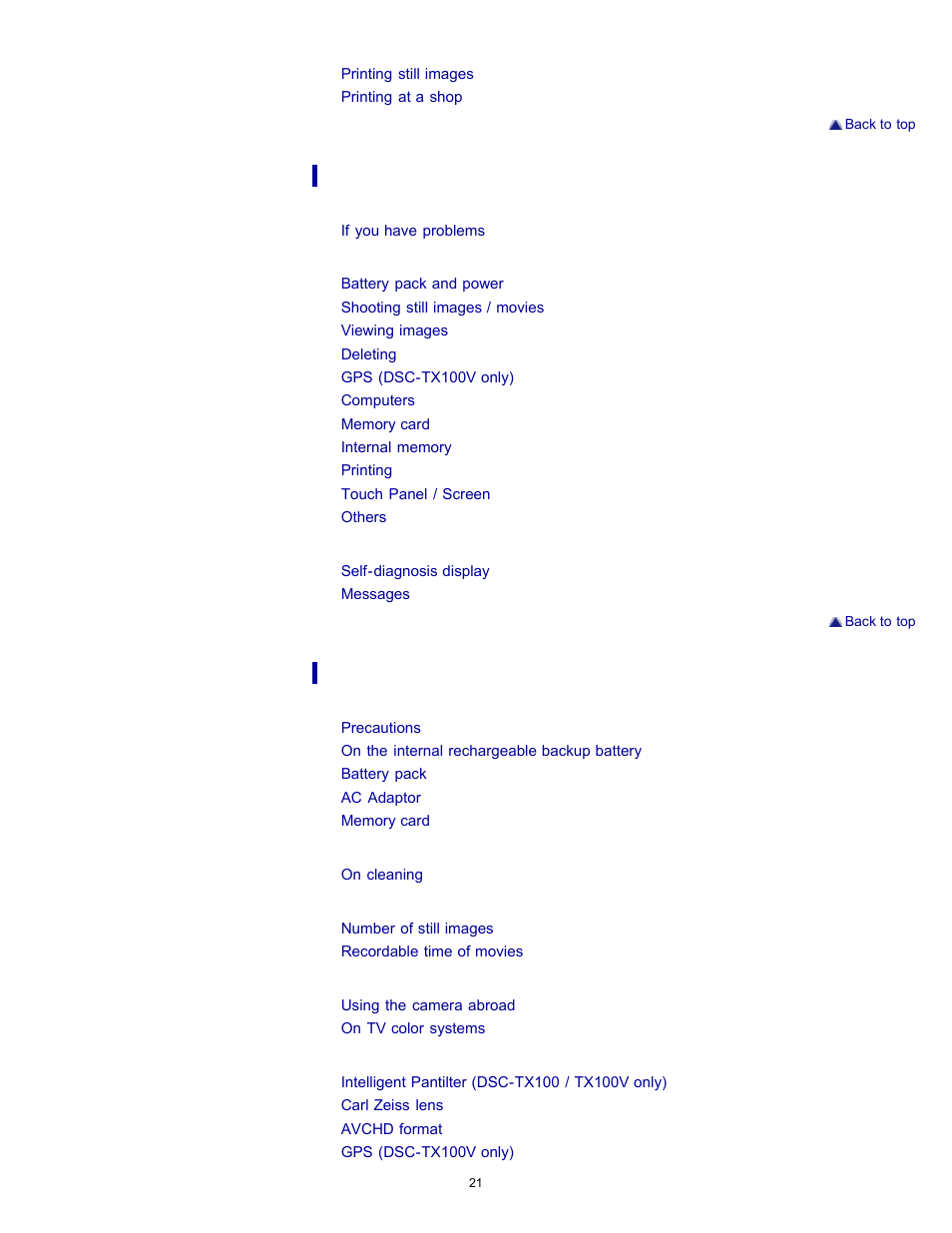 Sony DSC-TX10 User Manual | Page 21 / 296