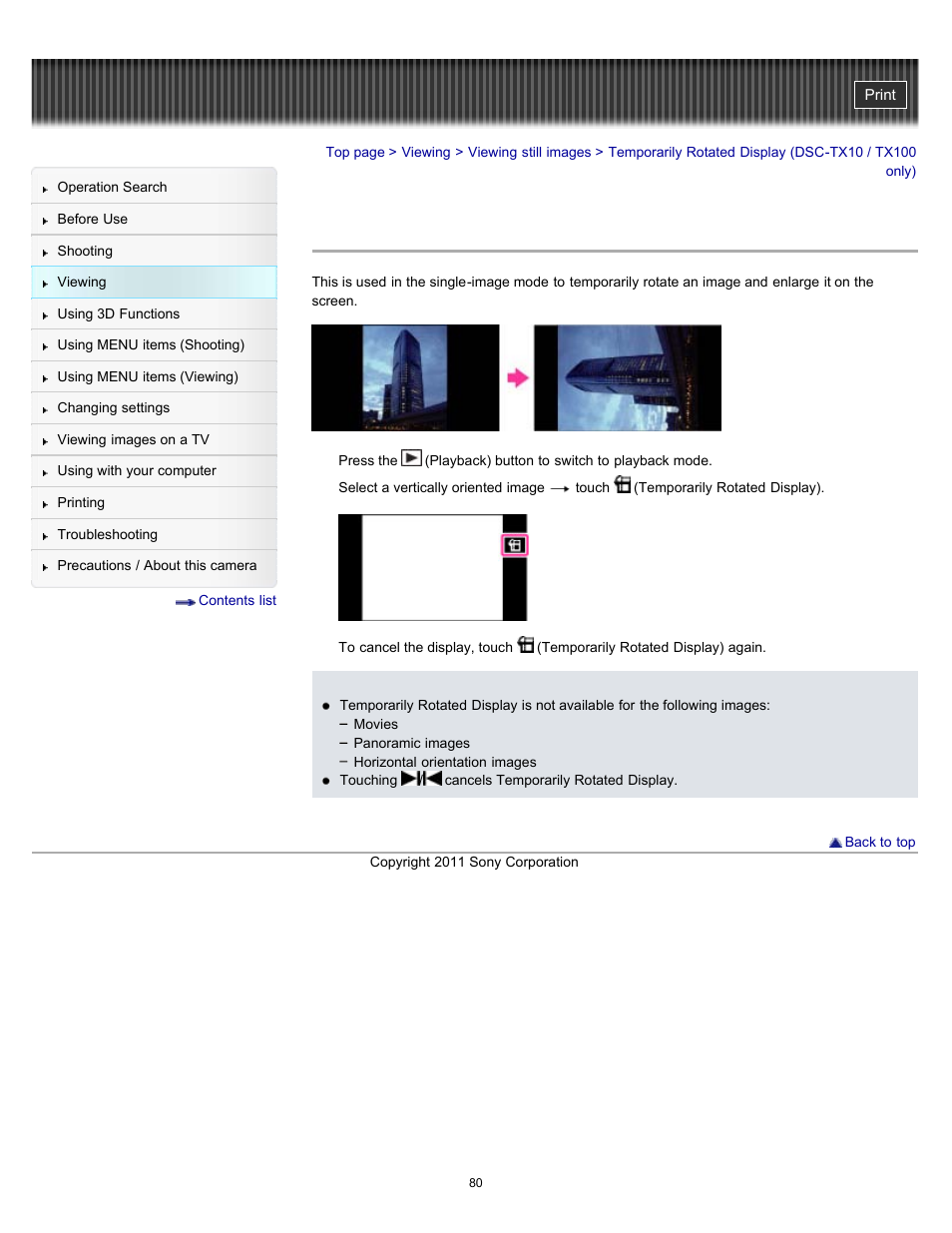 Sony DSC-TX10 User Manual | Page 80 / 296