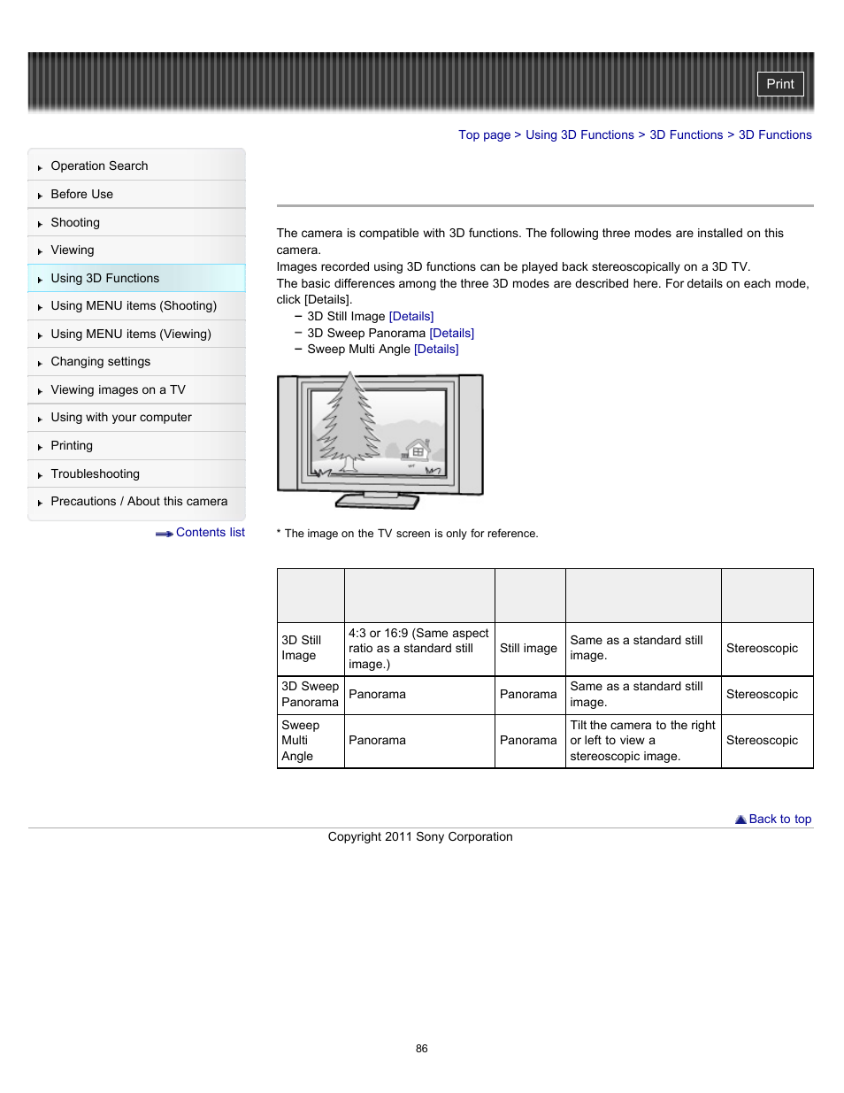 3d functions | Sony DSC-TX10 User Manual | Page 86 / 296