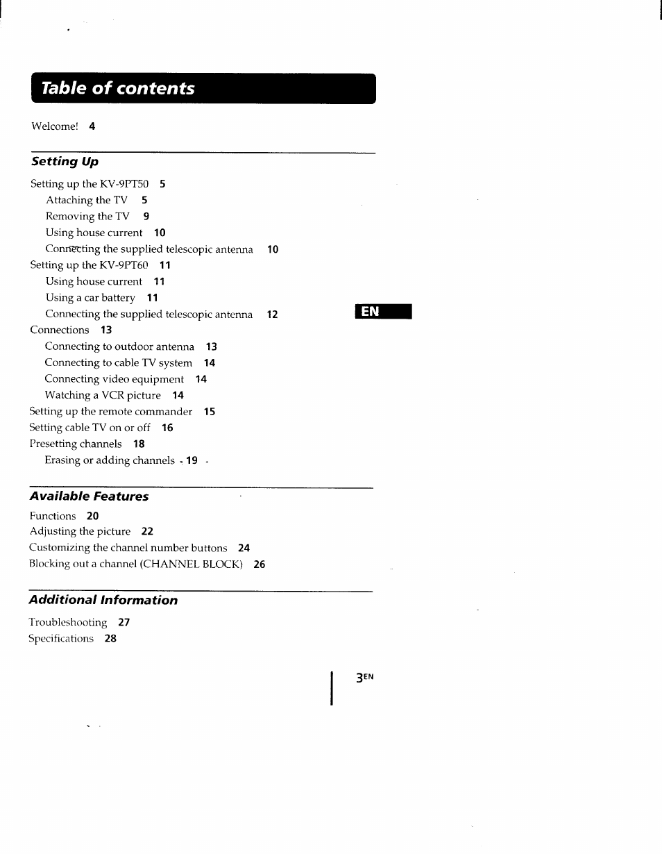 Sony KV-9PT60 User Manual | Page 3 / 56