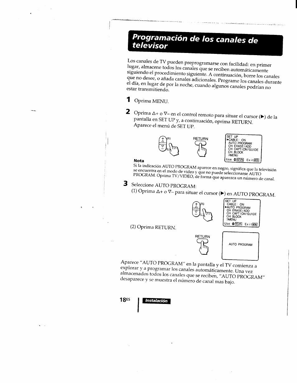 Programación de los canales de televisor | Sony KV-9PT60 User Manual | Page 46 / 56