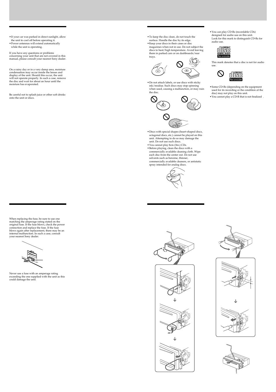 Additional information, Maintenance, Precautions | Removing the unit | Sony CDX-L250 User Manual | Page 2 / 4