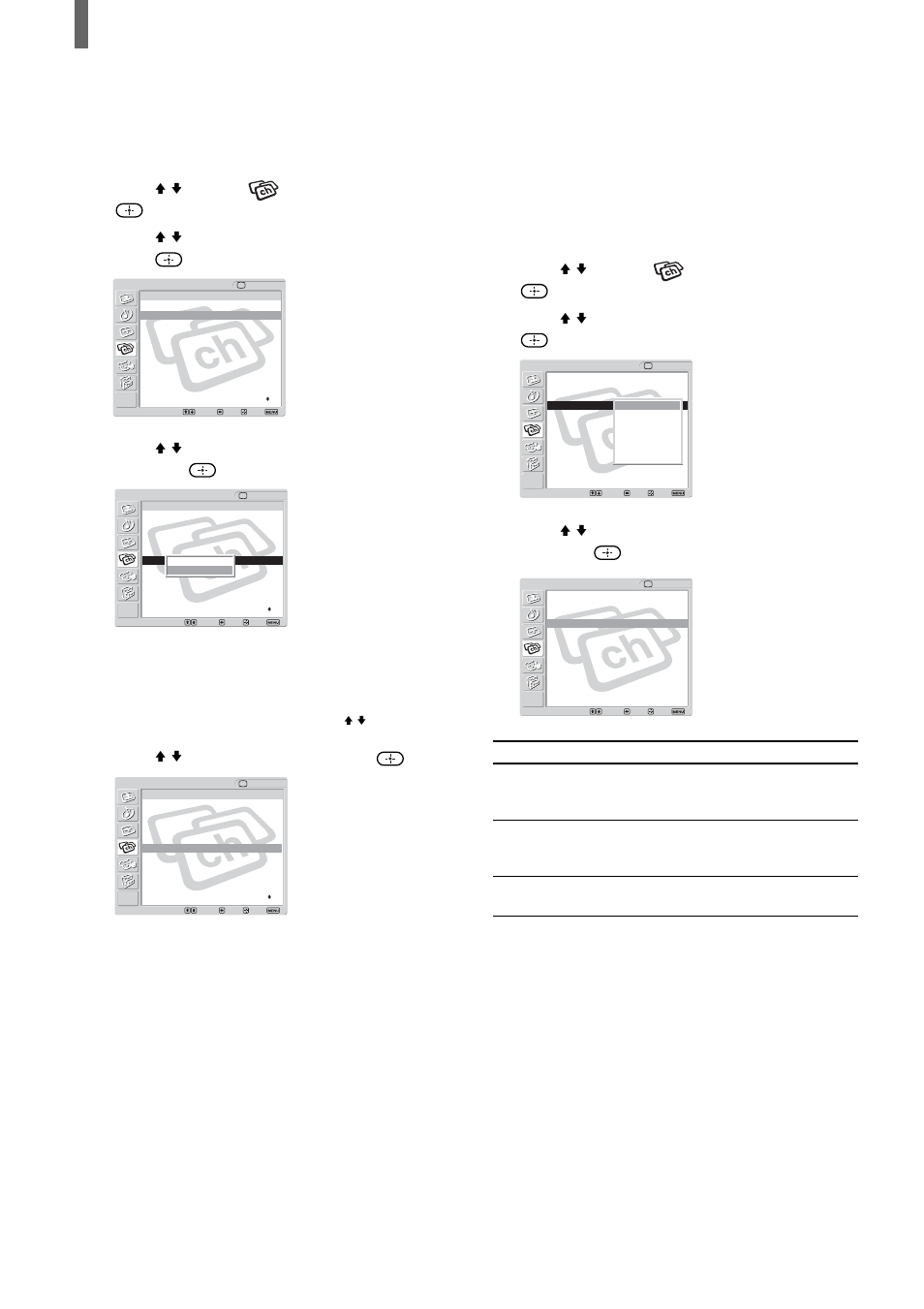 Press menu, Press v/v to select (channel), then press, Press v/v to select “channel fix,” then press | Press v/v to select “channel skip/add,” then press, Press menu to exit the menu screen, Installing and connecting the tv | Sony KLV-23HR2 User Manual | Page 22 / 84