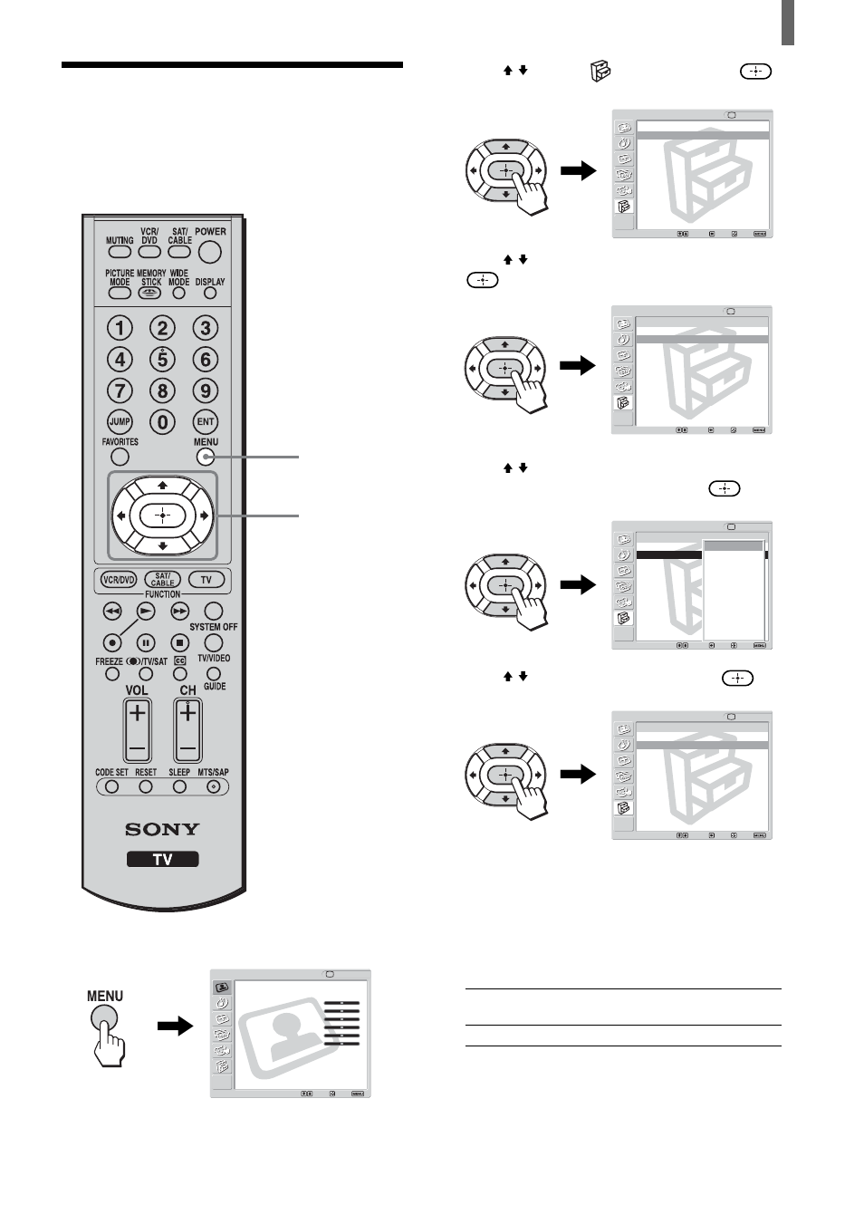 Using the video label feature, Press menu, Press v/v to select (setup), then press | Press v/v to select “video label,” then press, Press v/v to select the label, then press, Press menu to exit the menu screen | Sony KLV-23HR2 User Manual | Page 33 / 84