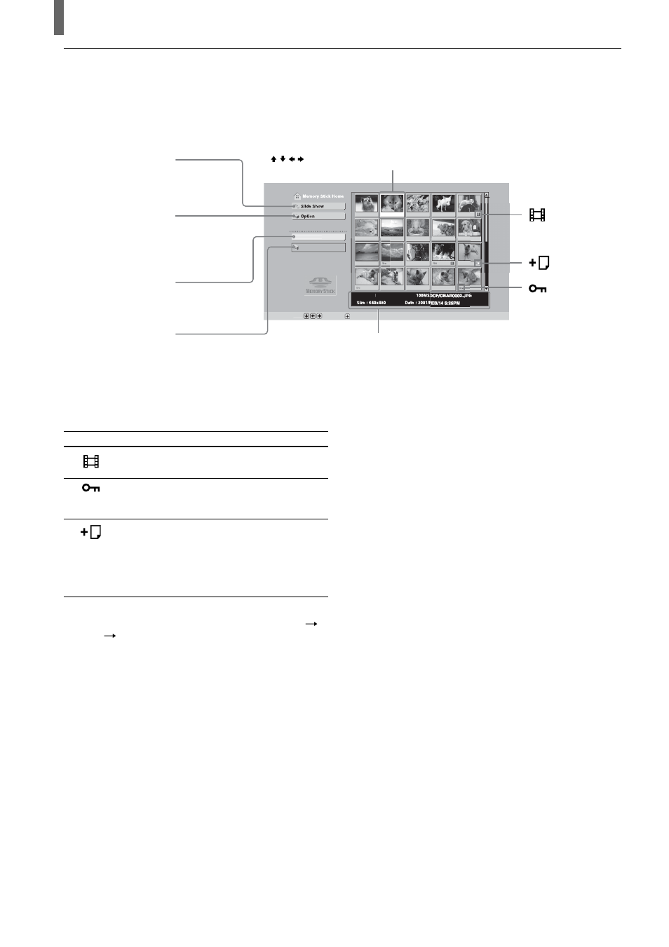 Marks indicated in the lower part of an image | Sony KLV-23HR2 User Manual | Page 62 / 84