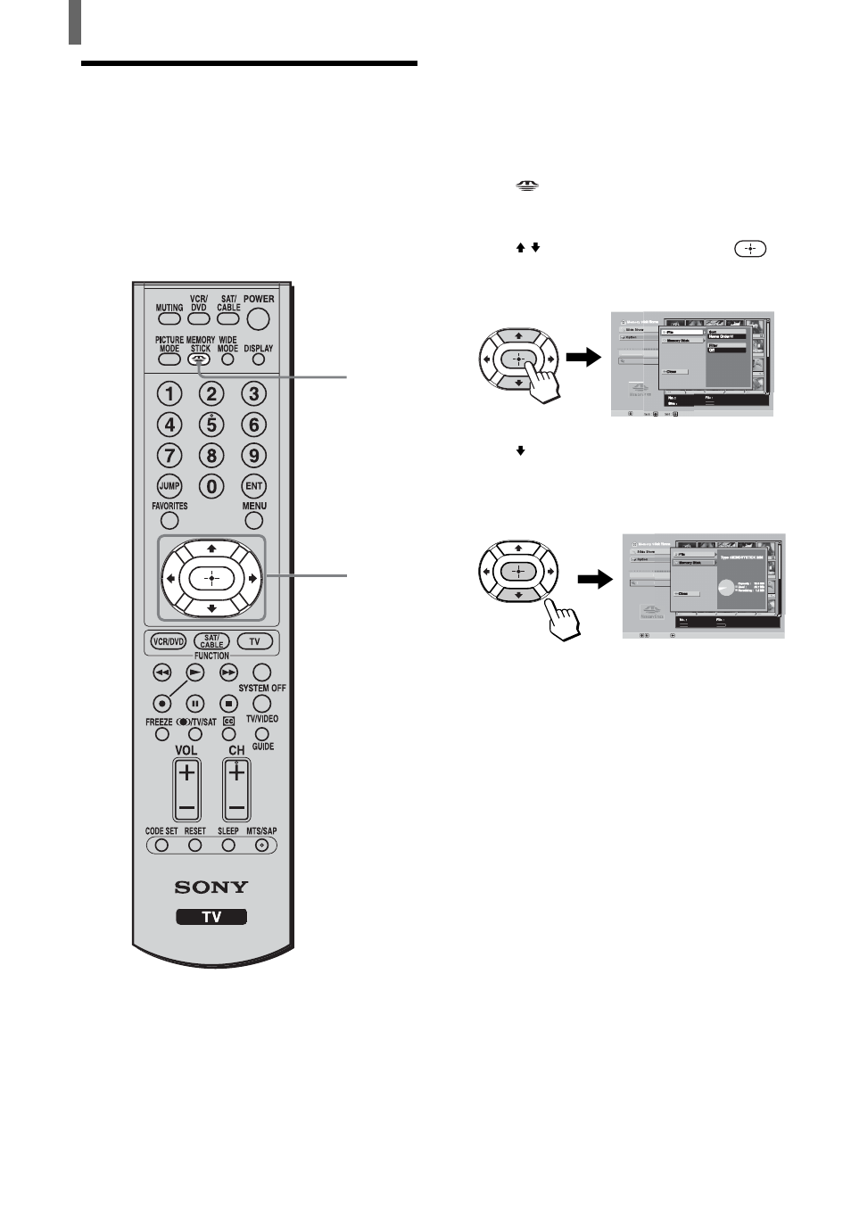 About the memory stick home menu options | Sony KLV-23HR2 User Manual | Page 70 / 84