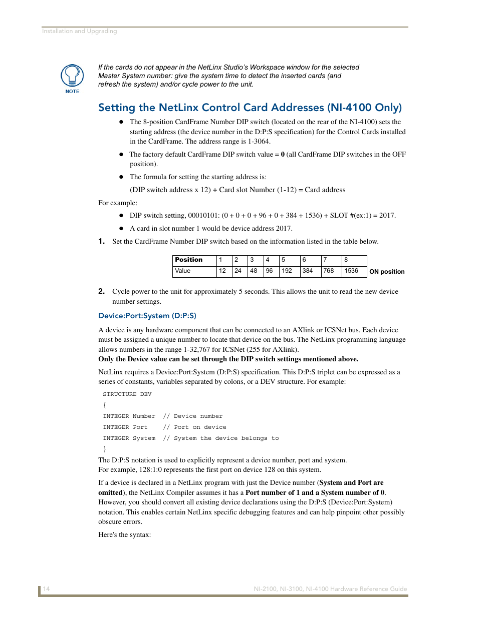 Device:port:system (d:p:s) | AMX NetLinx Integrated Controller NI-3100 User Manual | Page 18 / 36