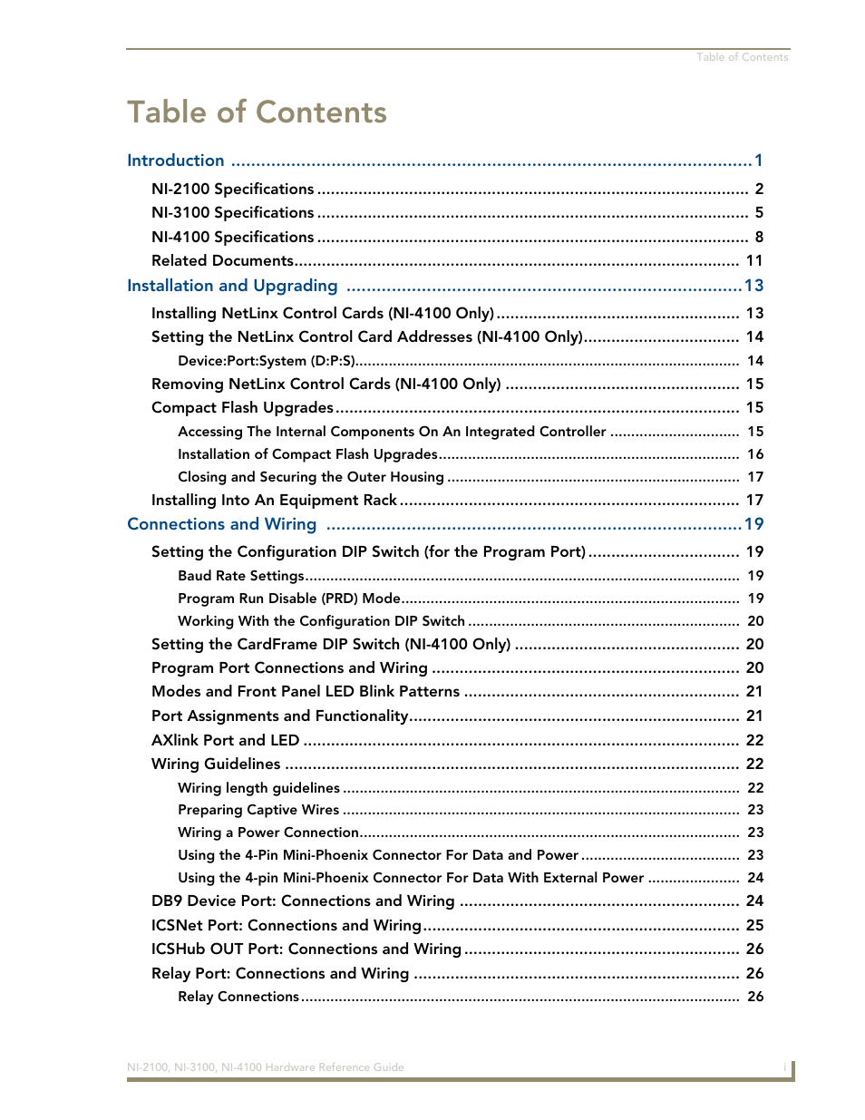 AMX NetLinx Integrated Controller NI-3100 User Manual | Page 3 / 36