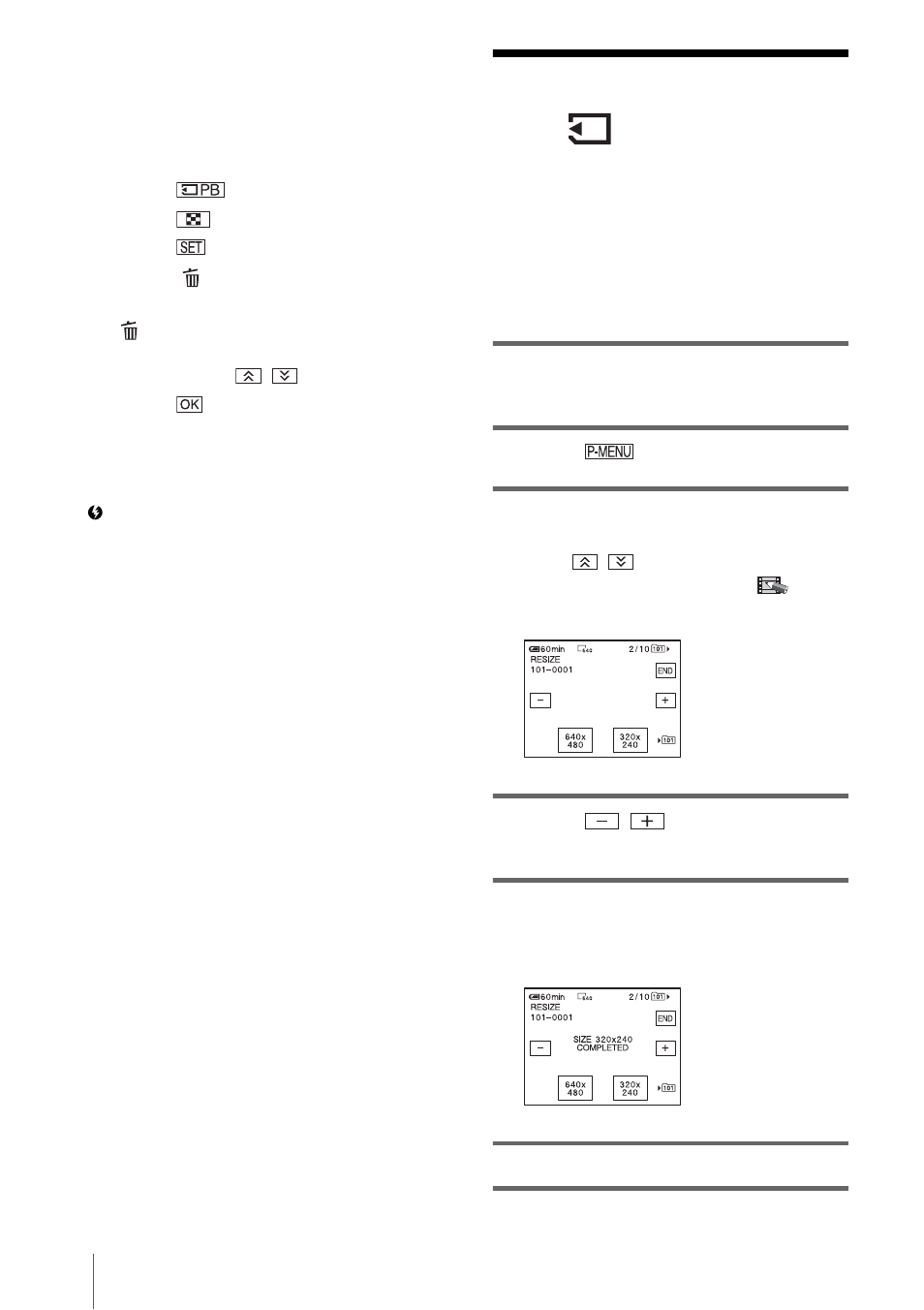 Changing the image size – resize, Changing the image size, Resize | Sony DCR-PC330 User Manual | Page 100 / 136