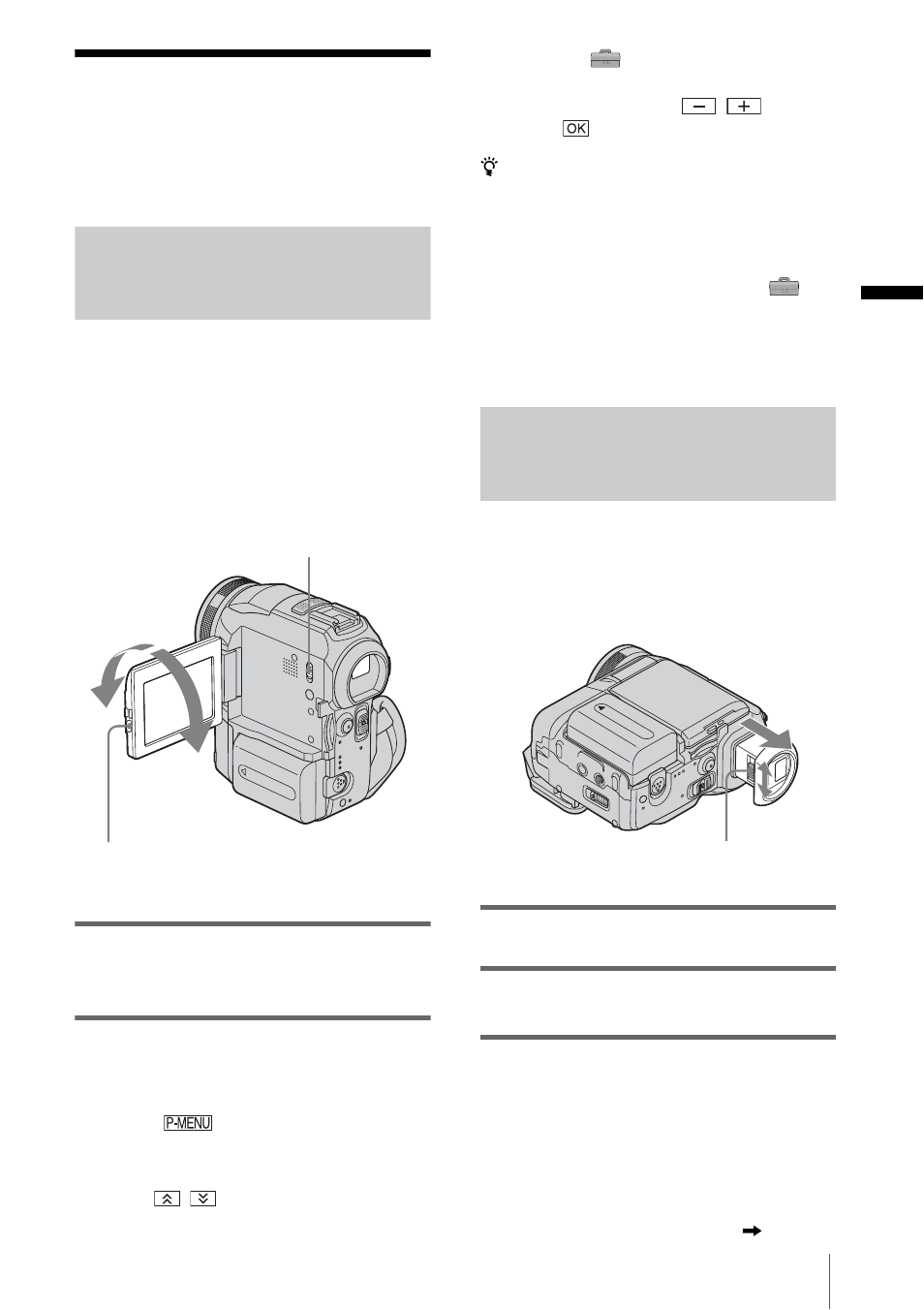 Step 4: adjusting the lcd panel and viewfinder, Adjusting the lcd panel, Adjusting the viewfinder | Sony DCR-PC330 User Manual | Page 17 / 136